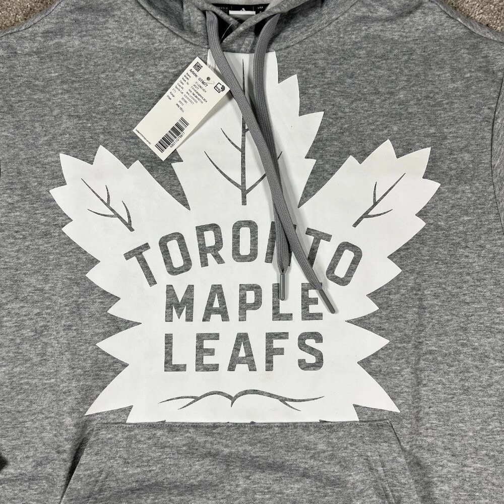 Adidas Womens Small Gray Toronto Maple Leafs NHL Authentic Hockey Hoodie NWT - Picture 3 of 9